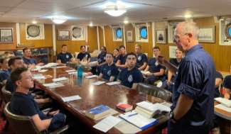 Bellingham, Wash – Flotilla member Lyle Schrag aboard the USCGC Eagle. US Coast Guard photos by Lyle Schrag.