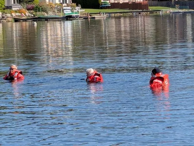 Bellingham, Wash – Flotilla crew members performing the annual PPE “swim” test. US Coast Guard photo by Steve Bell.
