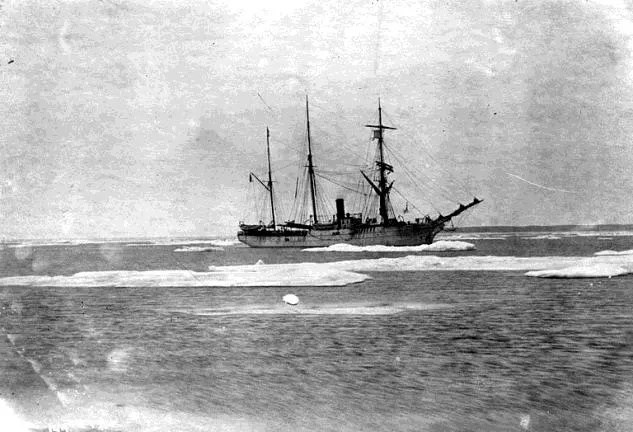 The Far North — The revenue cutter Bear among the ice, 1914. Built as a whaler, the barkentine-rigged Bear served the Revenue Cutter Service in Alaskan waters for decades. Lomen Bros. photo.