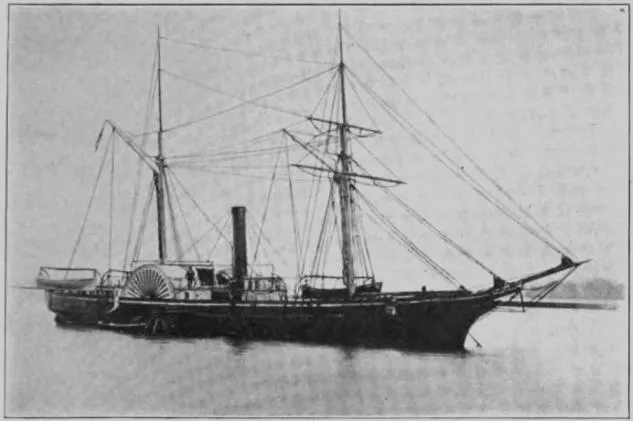 The sidewheel steamer Shubrick, the first lighthouse tender on the West Coast, served as a revenue cutter out of Port Townsend during the Civil War. Public domain photo.