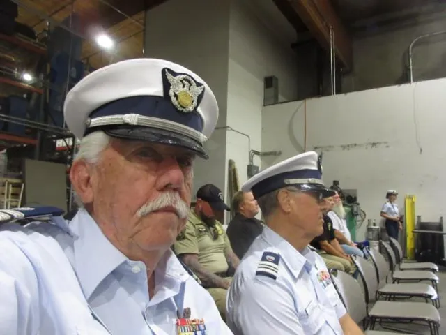 Bellingham, Wash. — A Flotilla 11 member at the USCGC Sea Lion change of command, July 9, 2026. U.S. Coast Guard Auxiliary photo.
