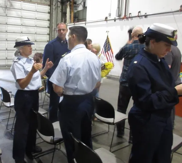Bellingham, Wash. — Auxiliarists visit with the cutter's crew. U.S. Coast Guard Auxiliary photo.