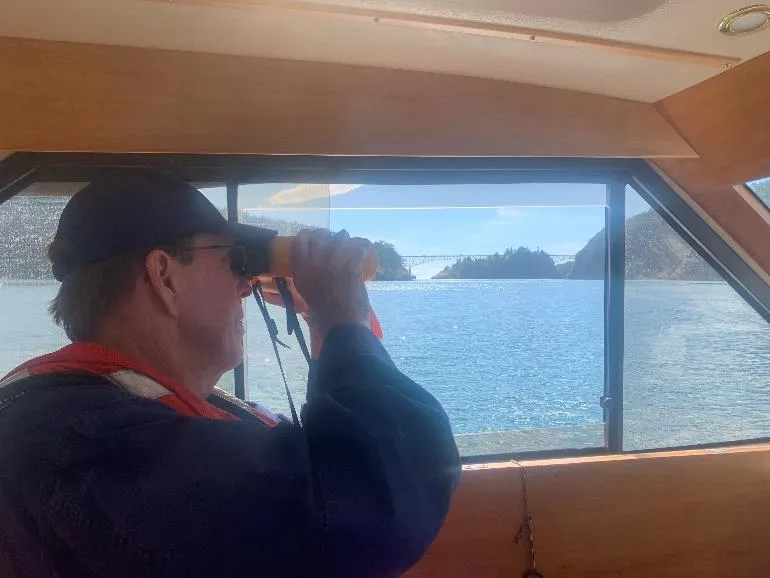 DECEPTION PASS, Wash. – Auxiliary members on patrol. Performing patrols is one of the key ways that the Auxiliary helps out. U.S. Coast Guard Photo by Jeff Halbrook.