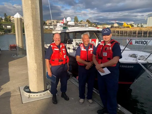 Bellingham, Wash. – Auxiliary members complete their check ride. US Coast Guard photo by Jeff Shaw