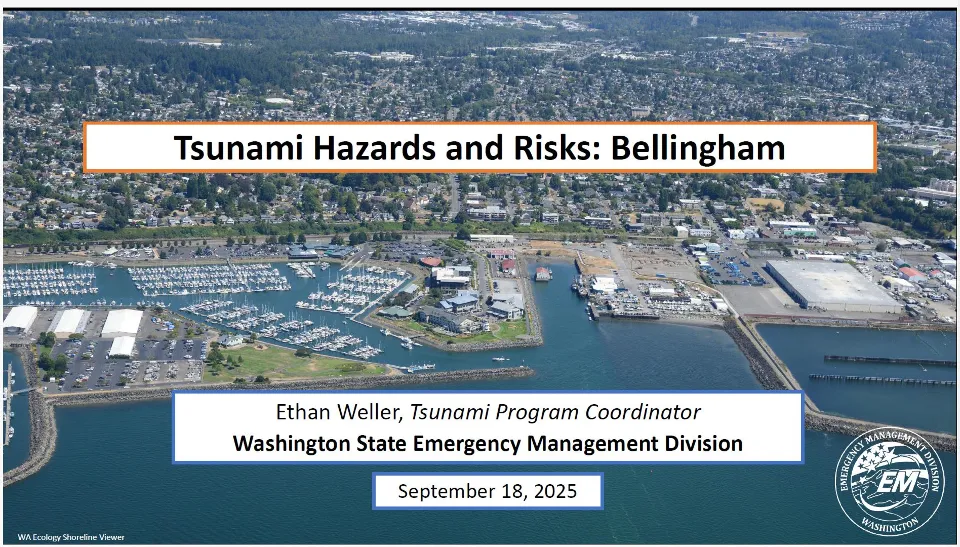 Bellingham, Wash – Presentation from Washington State Emergency Management. Ethan Weller Photo.